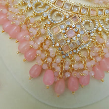 Light Pink Beaded Golden Bright Polished Necklace