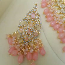 Light Pink Beaded Golden Bright Polished Necklace