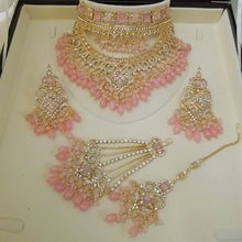 Light Pink Beaded Golden Bright Polished Necklace