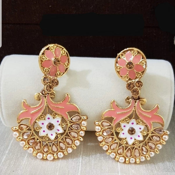 Gold Plated Light Pink Chandbali