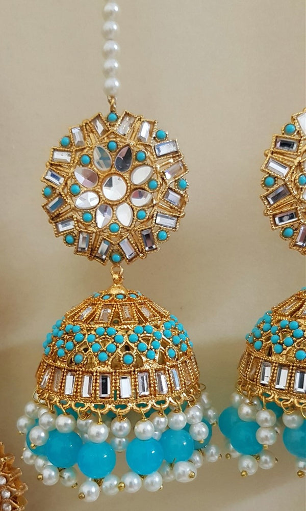 Light Blue Traditional Jhumkay Earrings 