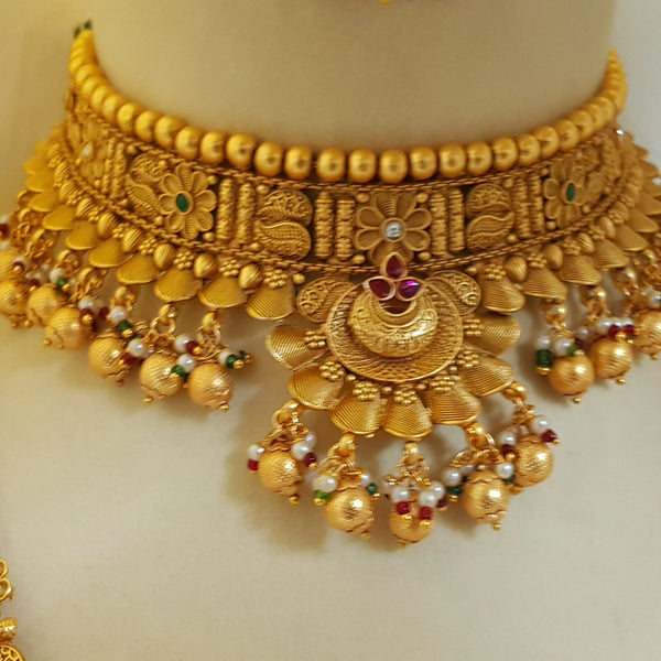 Gold Finish Rajwadi Bridal Necklace