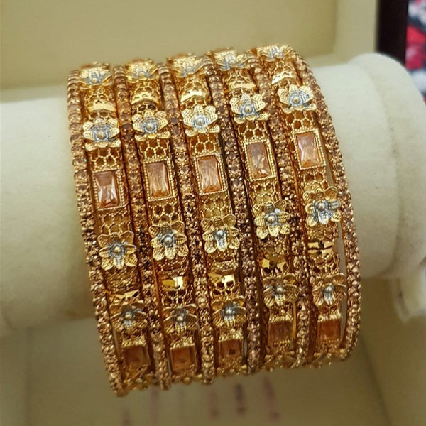 Luxe Latch Bangles Set In Gold Plating 