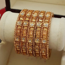 Luxe Latch Bangles Set In Gold Plating 