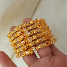 Exquisite Gold Plated Fancy Bangles Set