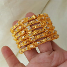 Exquisite Gold Plated Fancy Bangles Set