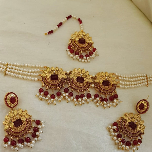 Maroon Choker Set