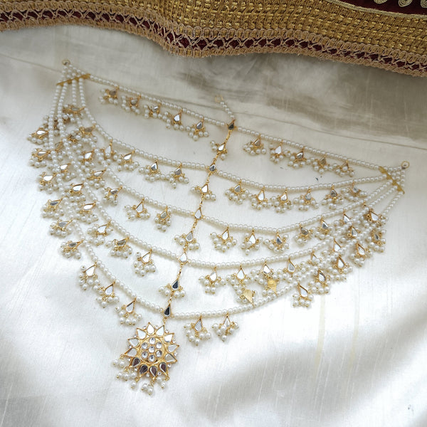 White Pearl Beaded Matha Patti