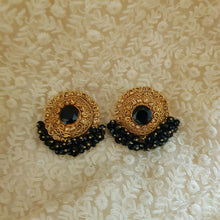 Black Beaded Stud Earrings – Elegant Fashion Jewelry for Women