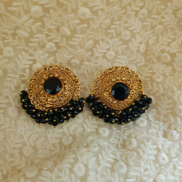 Black Beaded Stud Earrings – Elegant Fashion Jewelry for Women