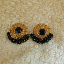 Black Beaded Stud Earrings – Elegant Fashion Jewelry for Women