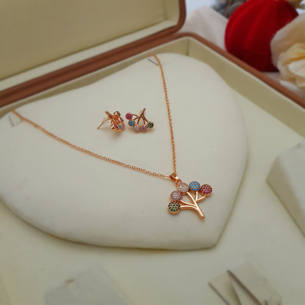 Circle Golden Chain Arabic Pendant Set