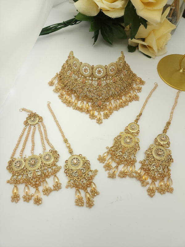 Sparkling Gold Accent Bridal Necklace Set