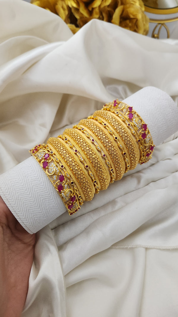 Golden Imperial Radiance Bangles – Elegant Traditional Jewelry Set for Women