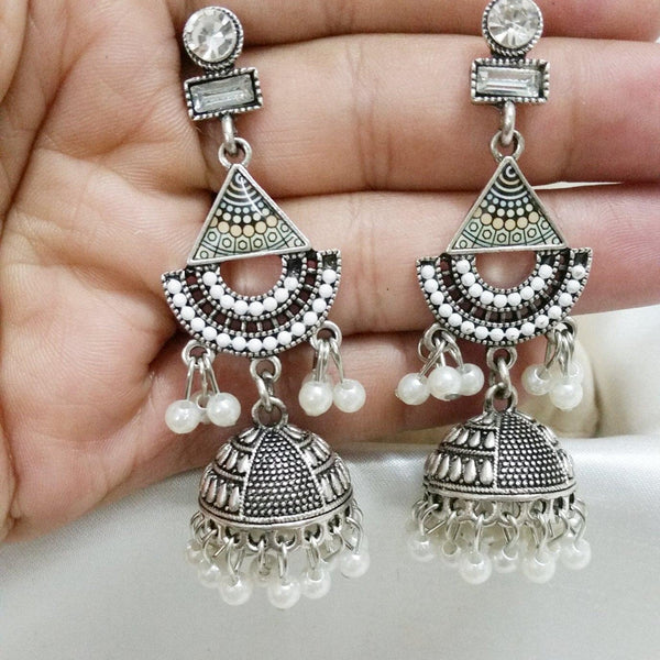 Silver Plated White Stone Earrings