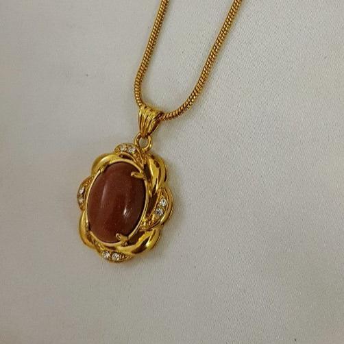 Red Oval Stone Style Ladies Pendant