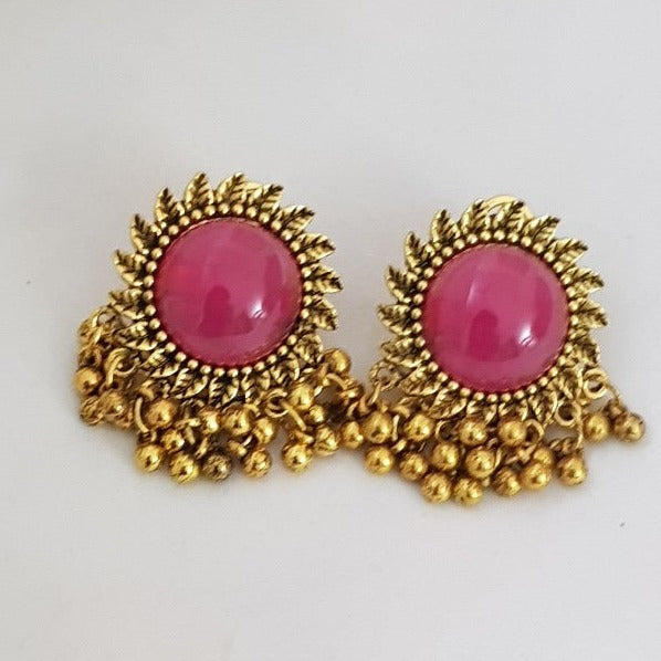 Golden Raspberry Pearl Earrings