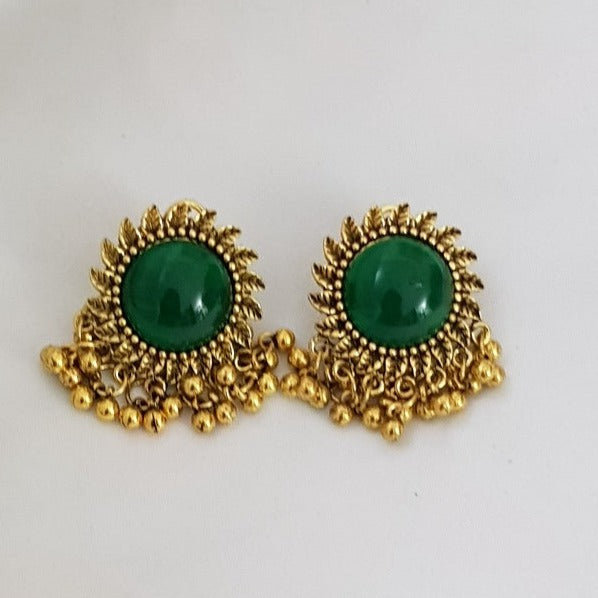 Golden Green Pearl Earrings