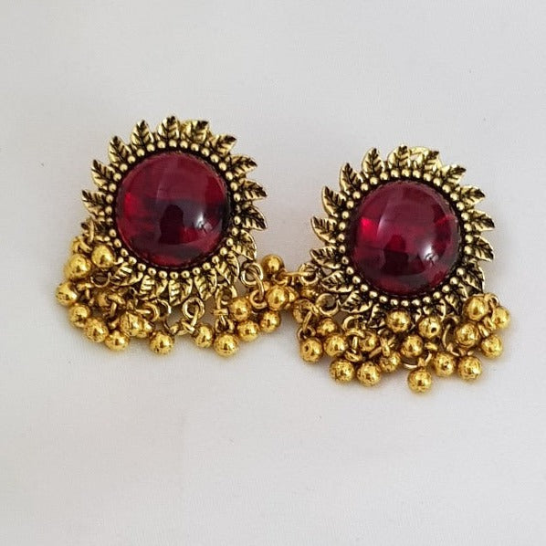 Golden Burgundy Pearl Earrings