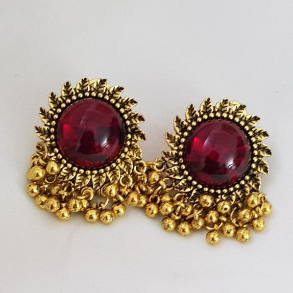 Golden Burgundy Pearl Earrings