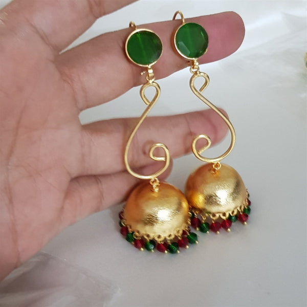 Handmade Droplet Green Jhumkay Earrings