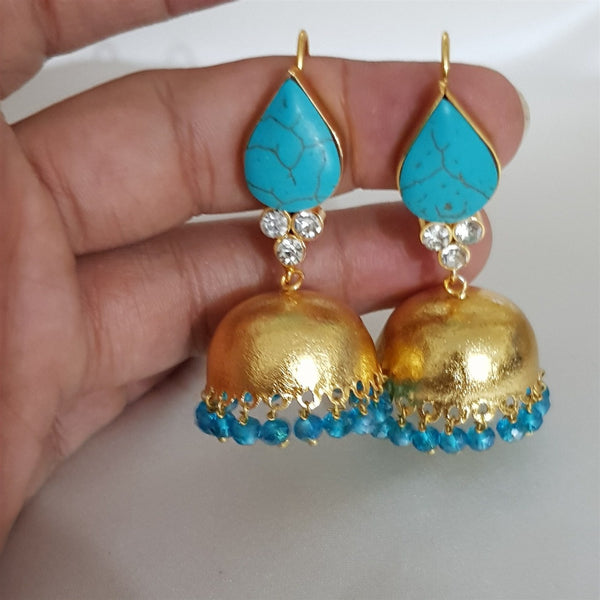 Sea Blue Fashion Flair Golden Jhumkay