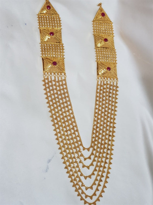 Shiny Gold Adorned Malla Necklace