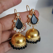 Golden Charm Black Jhumkay