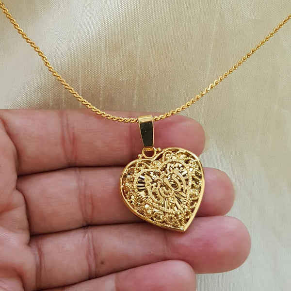 Heart Shape Gold Colored Allah Locket