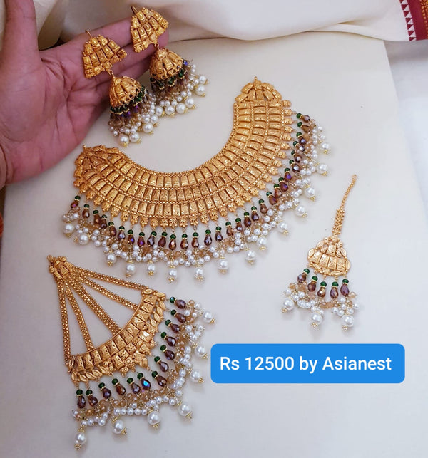 Majestic Gold Plating Bridal Necklace Set