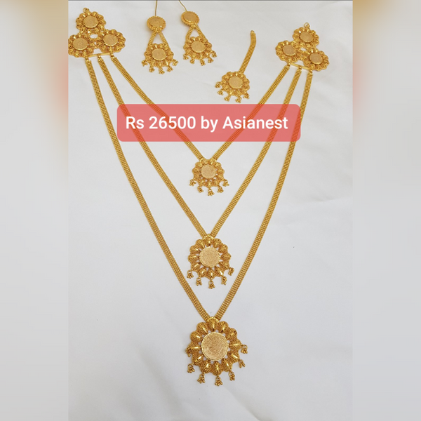 Shiny Gold Overlay Mala Necklace Set