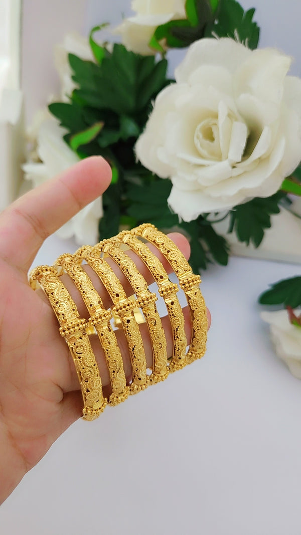 Golden Imperial Twilight Legacy Bangles – Luxury Traditional Jewelry Set for Women