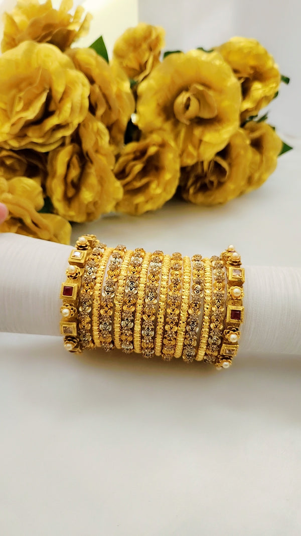 Gold Plated Bangles with stones
