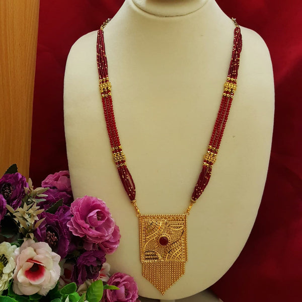 Ornate Gold Polished  Malla Necklace