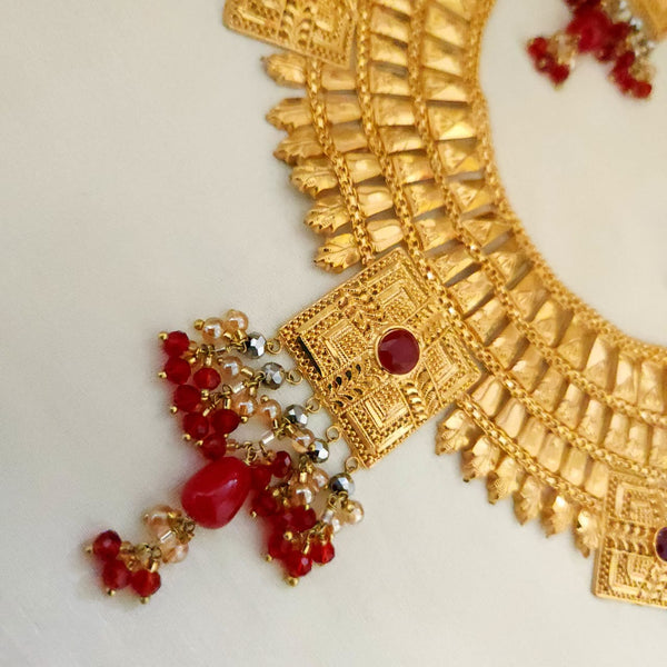 Opulent Gold Sparkle Bridal Necklace Set