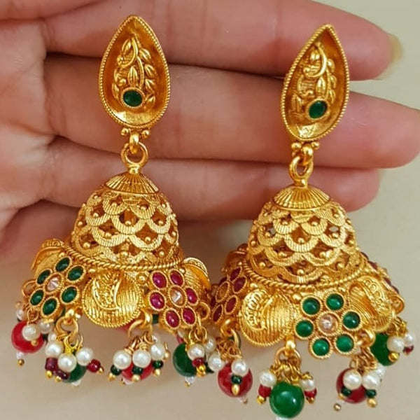 Rajwari Majestic Gold Tone Jhumkay