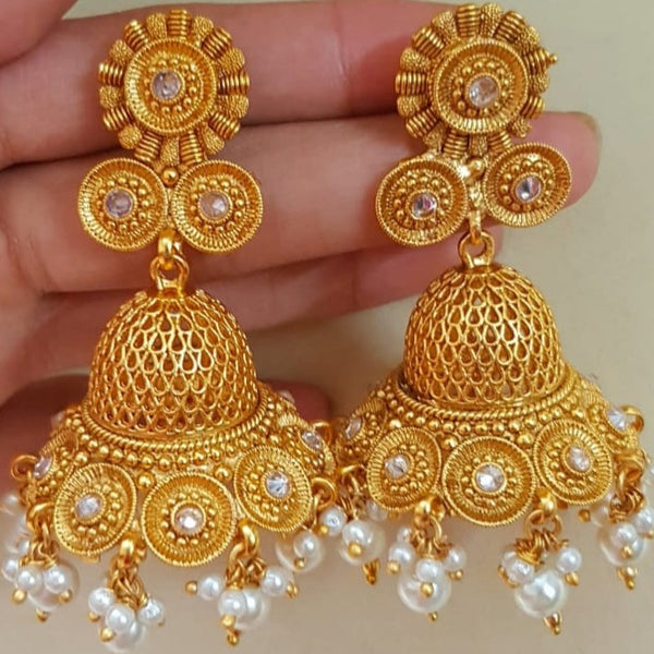 Rajwadi Opulent Gold Coated Jhumkay