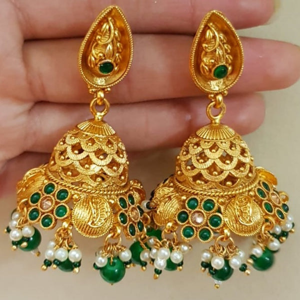 Classic Golden Charm Rajwadi Jhumkay