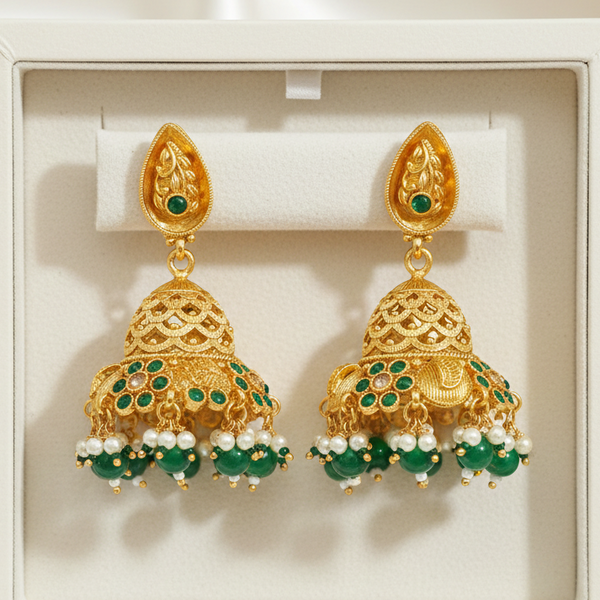 Classic Golden Charm Rajwadi Jhumkay