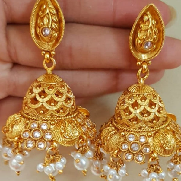 Dazzling Gold Plated Rajwadi Jhumkay