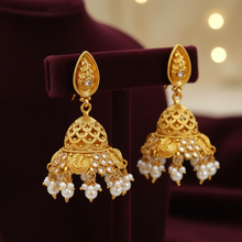 Dazzling Gold Plated Rajwadi Jhumkay