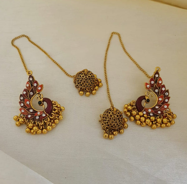 Unique Peacock Design Golden Earrings