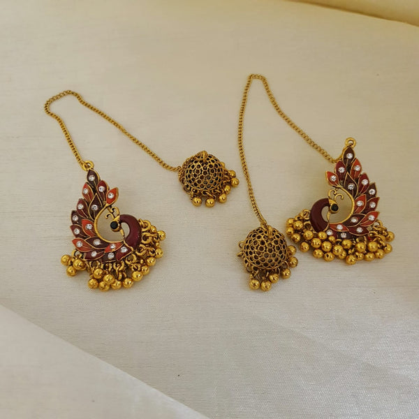 Unique Peacock Design Golden Earrings