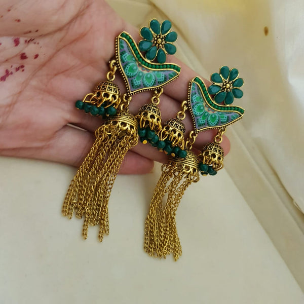 Dark Teal Fashionable Shimmer Jhumkay