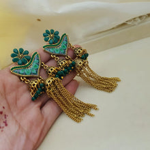 Dark Teal Fashionable Shimmer Jhumkay