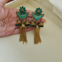 Dark Teal Fashionable Shimmer Jhumkay