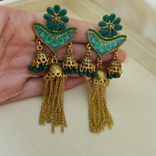 Dark Teal Fashionable Shimmer Jhumkay