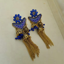 Royal Blue Fashionable Shimmer Earrings