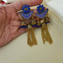 Royal Blue Fashionable Shimmer Earrings