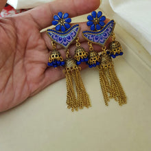 Royal Blue Fashionable Shimmer Earrings